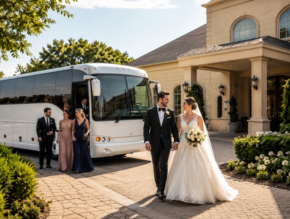 Wedding shuttle bus service for guests in Toronto